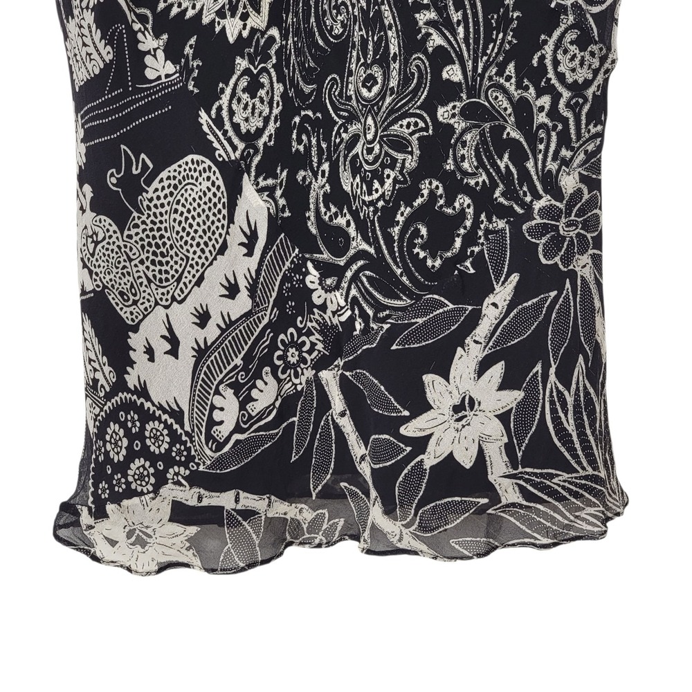 Vintage ICE Top Womens XL‎ Black Y2K Silk Fairy Ruffles Sheer Romantic Floral - Picture 4 of 14